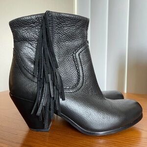 Sam Edelman Louie Leather Fringe Boots Black Size 7